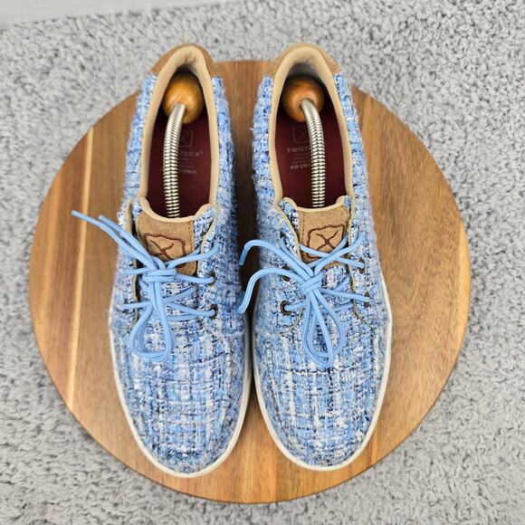 Twisted X Womens 9.5M Kicks Blue White Plaid ecoTweed Casual Loafer Sneaker - Picture 5 of 12